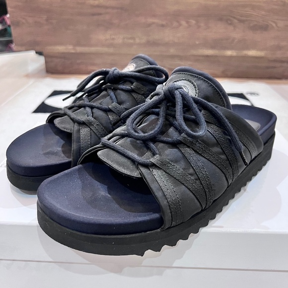 RARE! Moncler Lace Up Primaelo Slide Platform Sandal - Black - Picture 1 of 10
